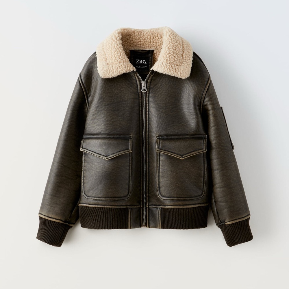 Zara Leather bomber Jacket